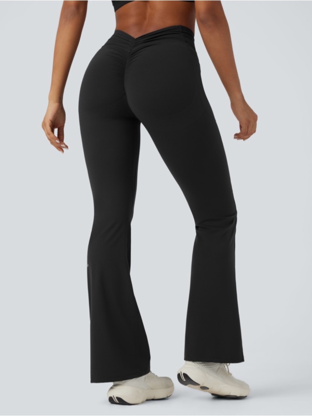 HALARA Black Scrunch-Back High Waisted Lifting Tummy Control Flare Leggings